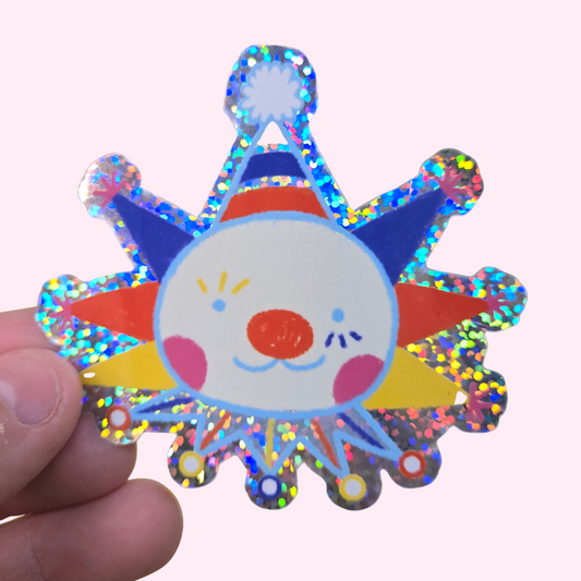 Rainbow Glitter Clown Critter Sticker