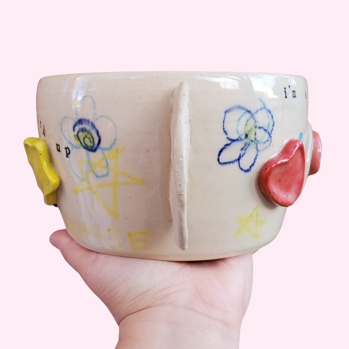 RECOVERED Helene Pottery: "I'm a Little Behind" Large Secret Message Puppy Bear Bowl