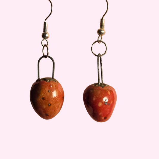 Handbuilt Strawberry Earrings