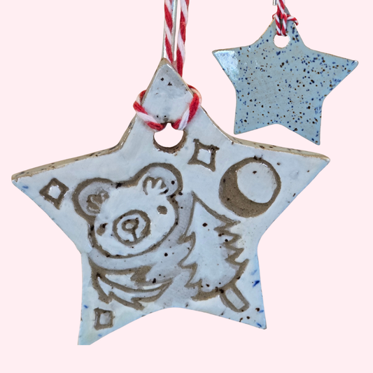 Bear Winter Forest Critter Star Ornament
